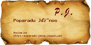 Poparadu János névjegykártya